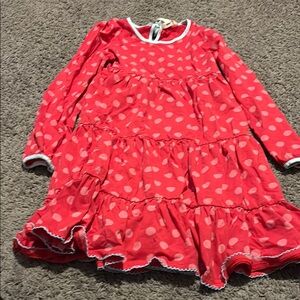 Matilda Jane Red and White Tiered Dress with Long Sleeves